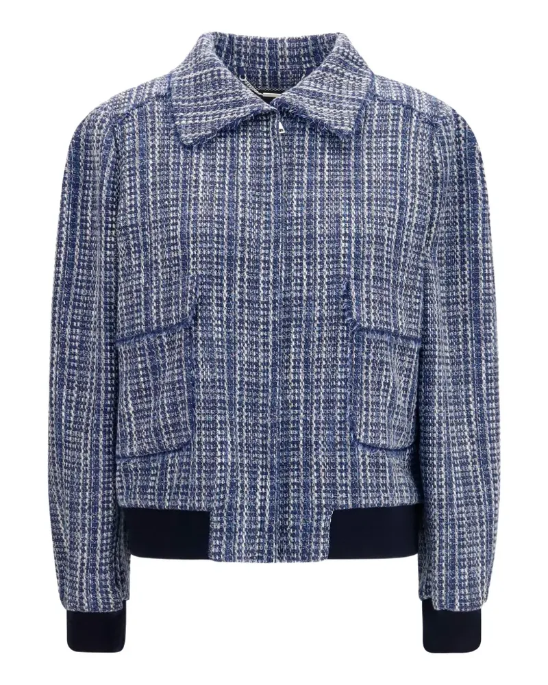 Kiton zip-up tweed jacket - Blau Blau