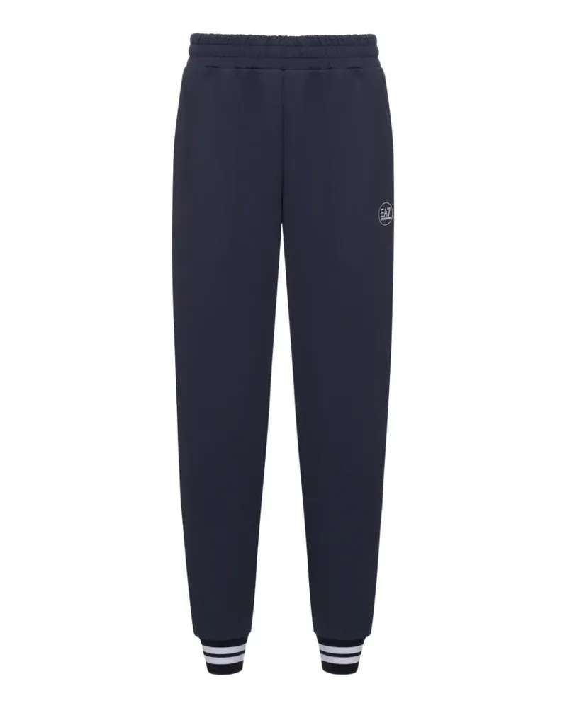 EA7 logo-print striped-cuff track pants - Blau Blau
