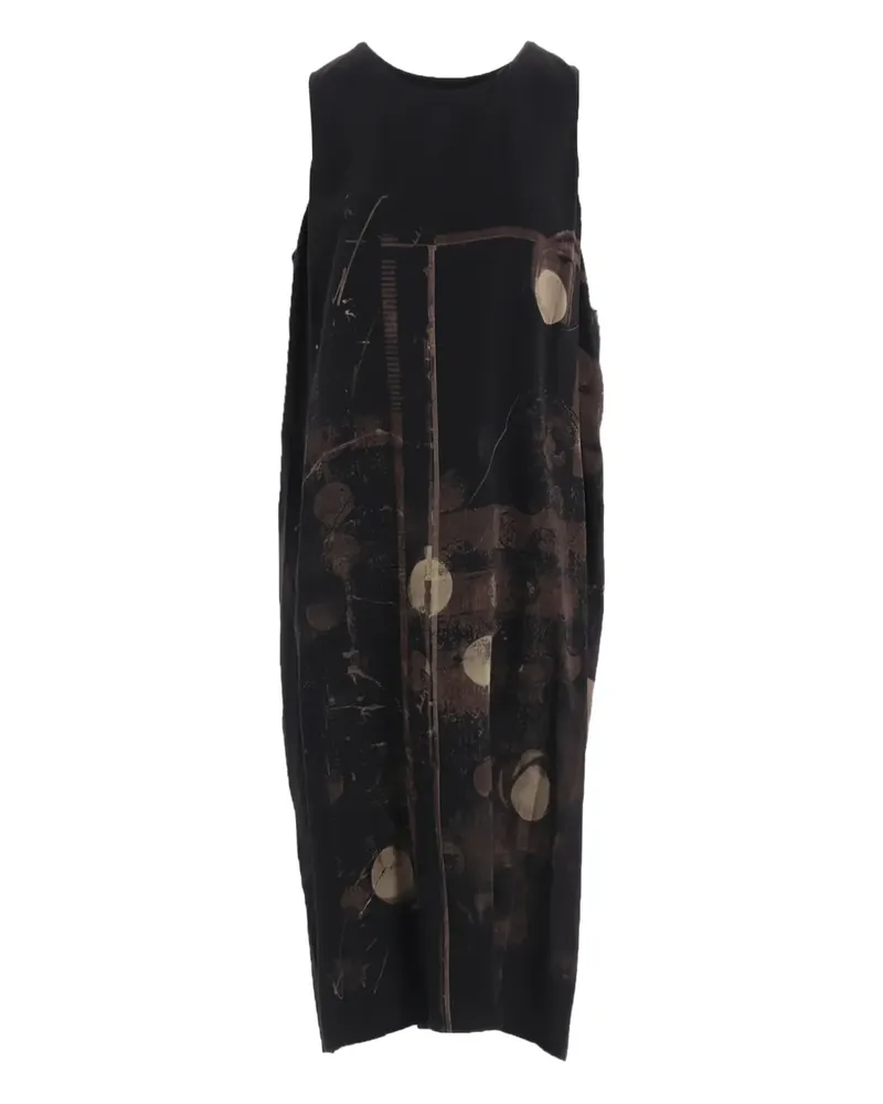 Yohji Yamamoto Midikleid mit Print - Schwarz Schwarz