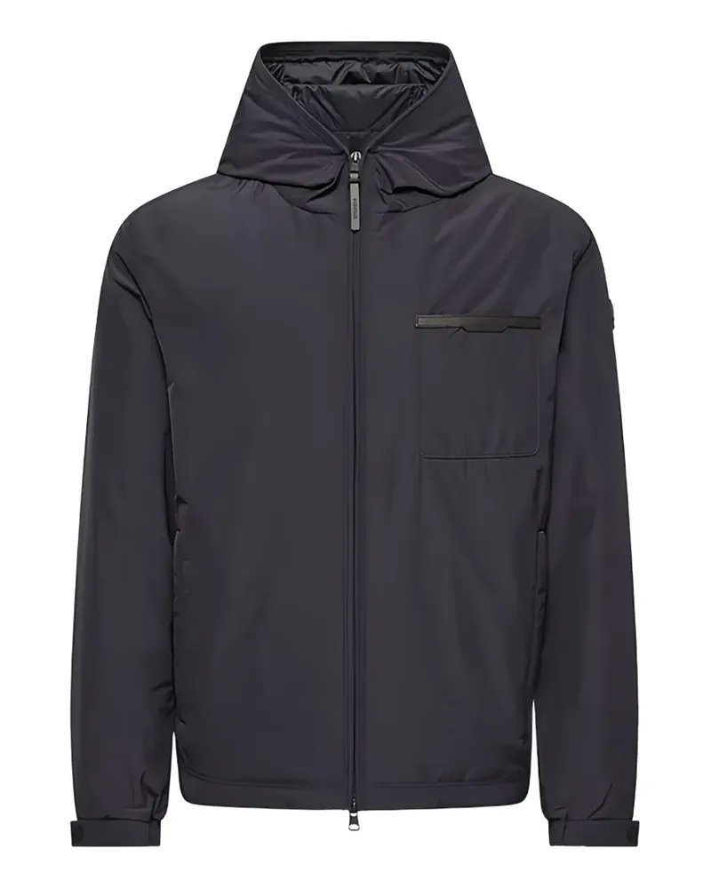 Moncler Austerin Kapuzenjacke mit Logo-Patch - Blau Blau