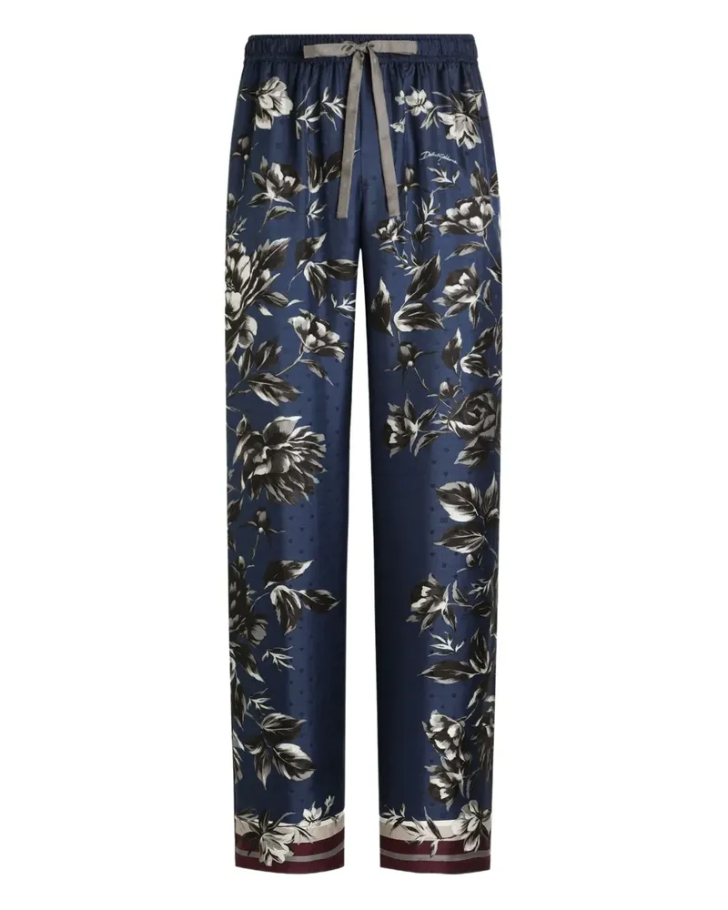 Dolce & Gabbana Hose mit Blumen-Print - Blau Blau