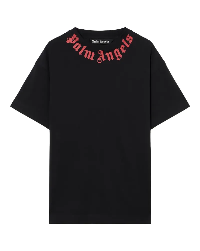 Palm Angels T-Shirt mit Kragen-Logo - Schwarz Schwarz