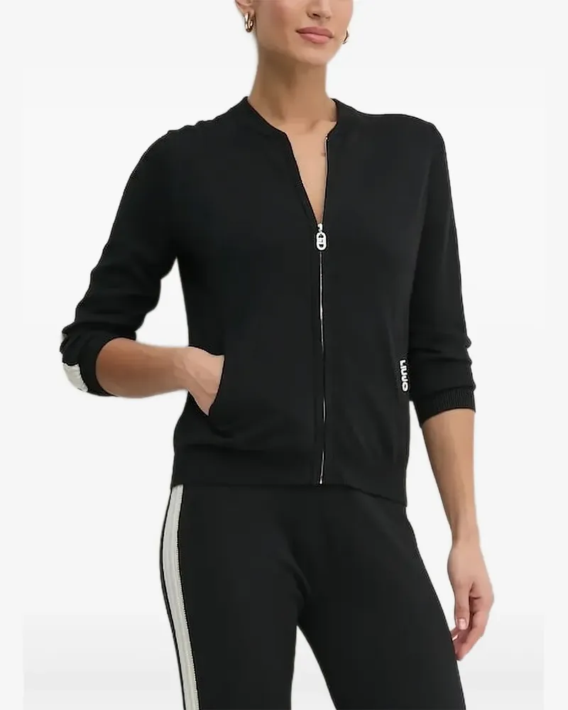 Liu Jo Reißverschluss-Cardigan mit Streifendetail - Schwarz Schwarz