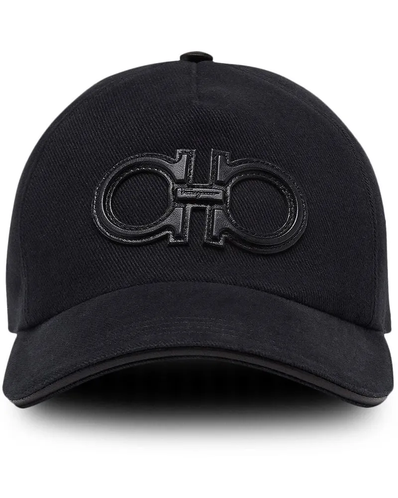 Ferragamo Baseballkappe mit Leder-Patch - Schwarz Schwarz