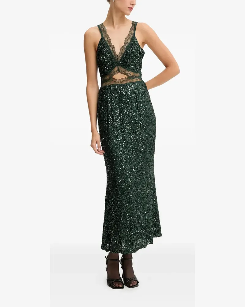 Never Fully Dressed sequin lace-detail midi dress - Grün Grün