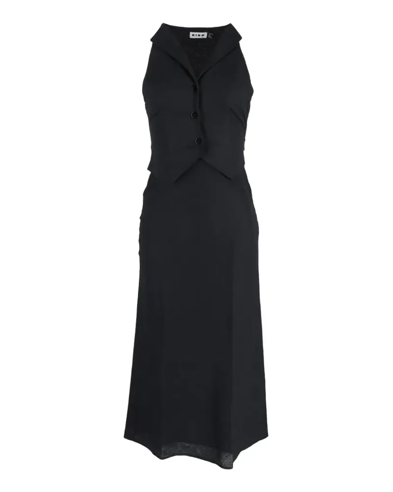 RIXO accent midi dress - Schwarz Schwarz