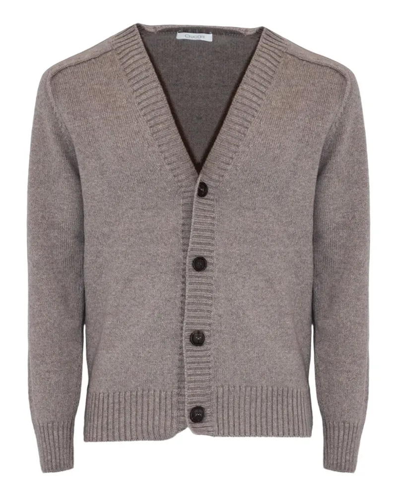 Cruciani button-fastening ribbed-trim cardigan - Braun Braun