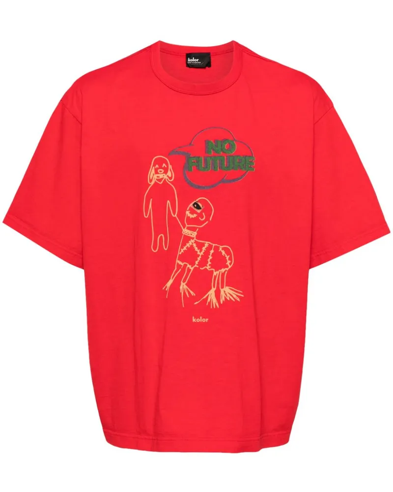 kolor T-Shirt mit grafischem Print - Rot Rot