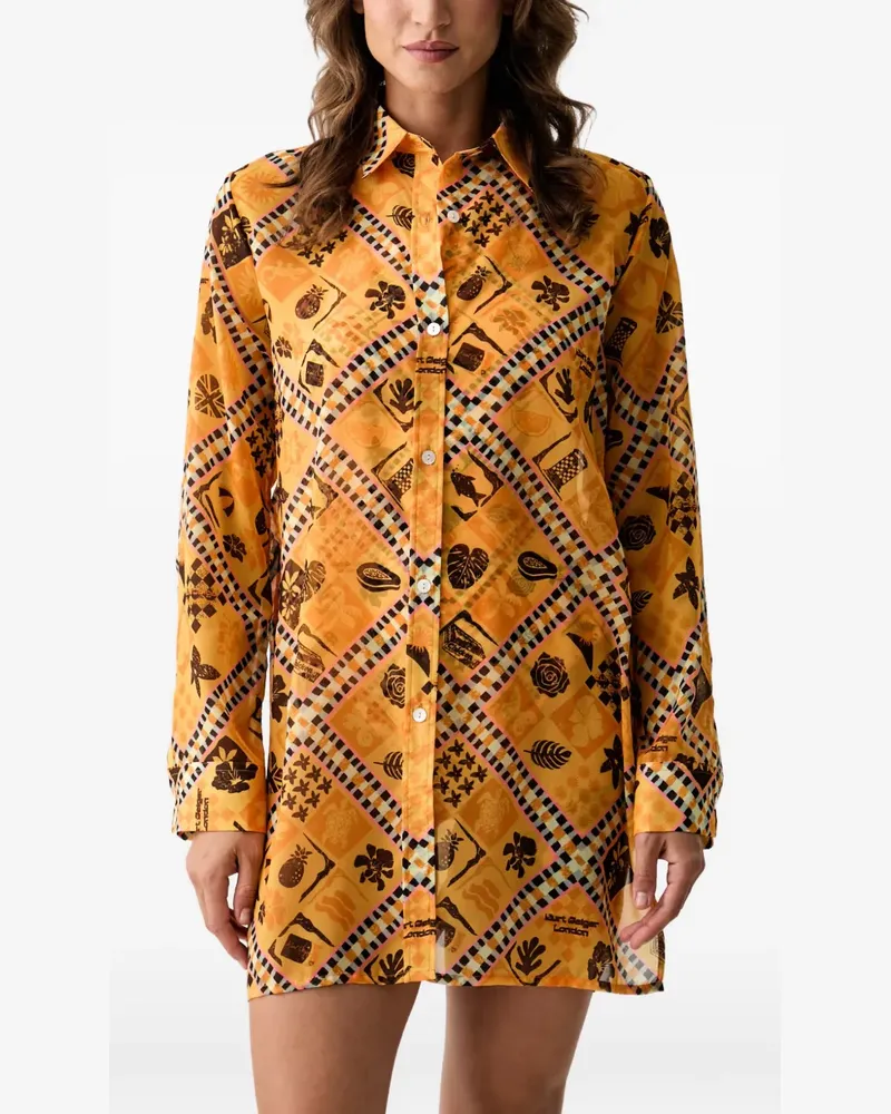Kurt Geiger Resort Hemdkleid mit grafischem Print - Orange Orange