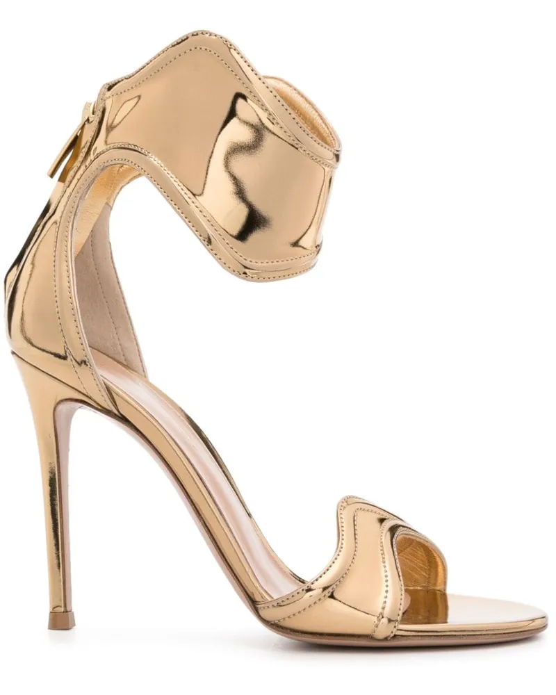 Gianvito Rossi Lucrezia Sandalen im Metallic-Look 105mm - Gold Gold
