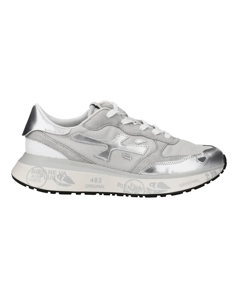 Premiata Lauryn metallic-finish panelled sneakers - Grau Grau