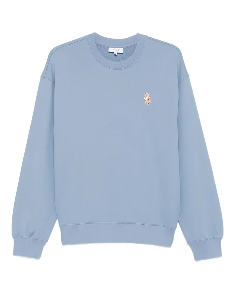 Kitsuné Sweatshirt mit aufgesticktem Fuchs - Blau Blau