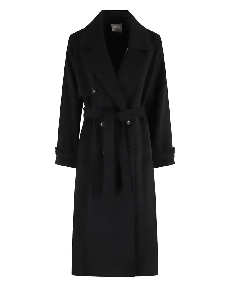 KILTIE belted double-breasted coat - Schwarz Schwarz