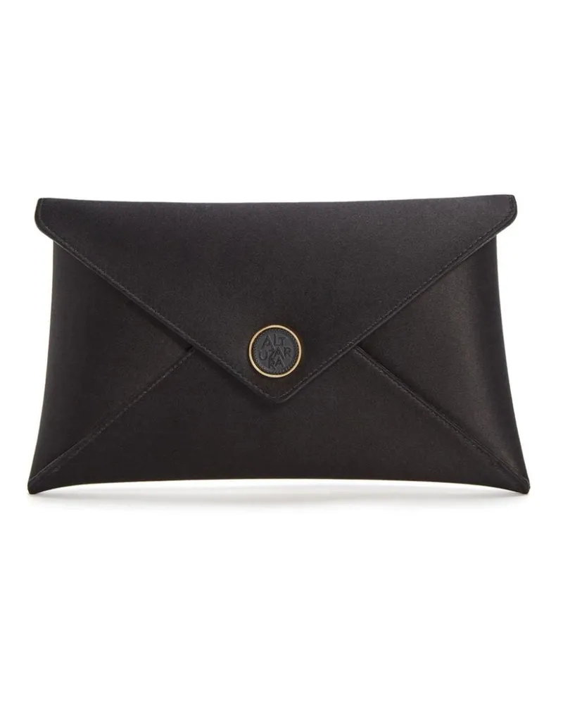 Altuzarra Medallion Satin-Clutch Schwarz