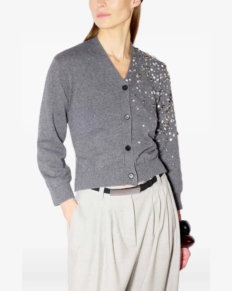 Liviana Conti Rückenfreier Cardigan mit Kristallen - Grau Grau