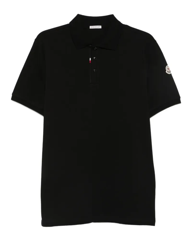 Moncler Poloshirt mit Logo-Patch - Schwarz Schwarz