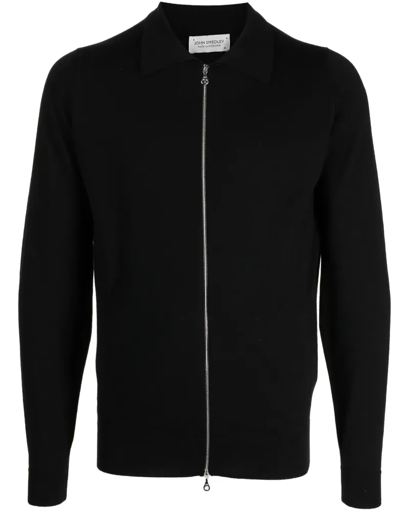 John Smedley Cardigan mit Baseball-Kragen - Schwarz Schwarz