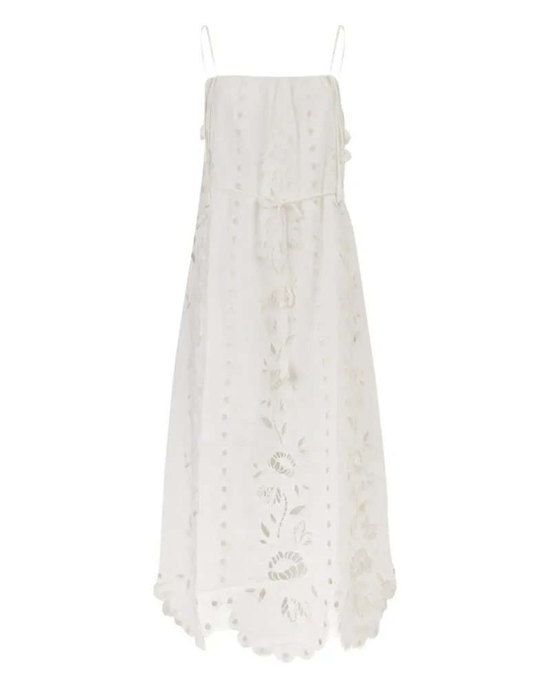 FARM Rio Richelieu Maxikleid mit Blumenstickerei - Weiß Weiß