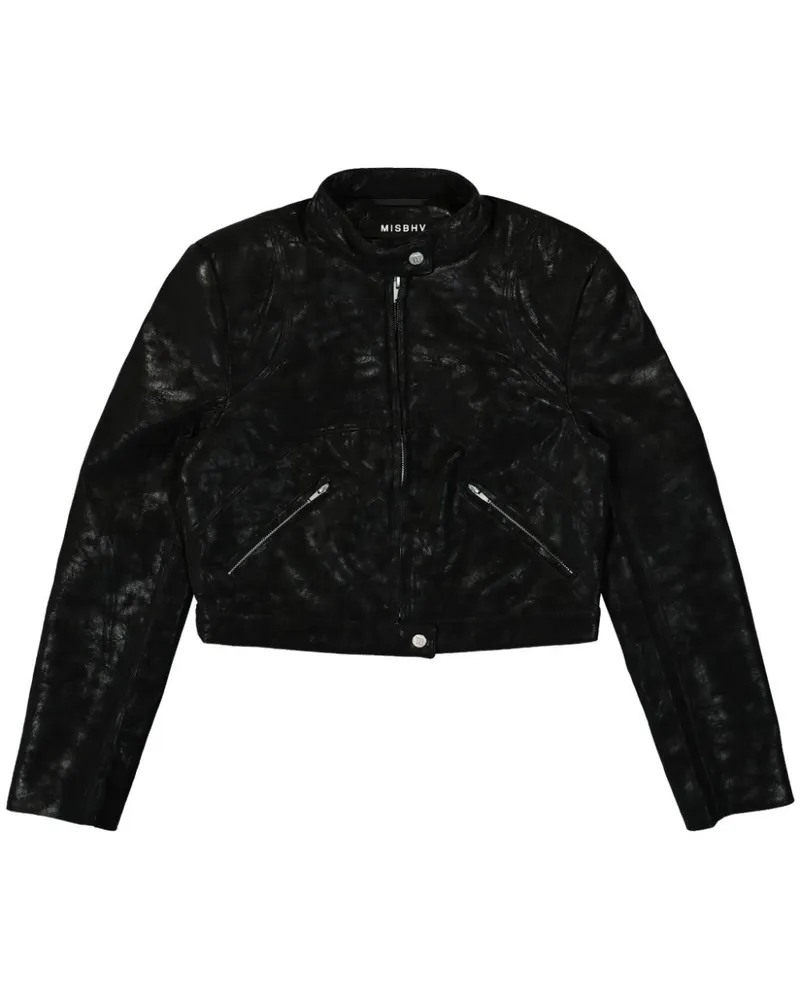 MISBHV Cropped-Jacke aus Faux-Leder - Schwarz Schwarz