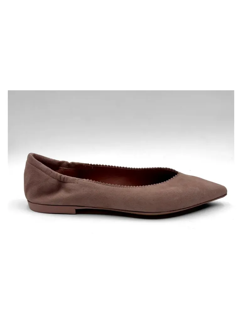 POMME D'OR pointed-toe scalloped-trim ballet flats - Rosa Rosa