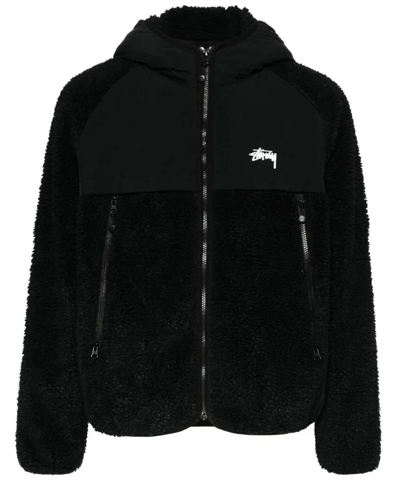 Stüssy Kapuzenjacke mit Logo-Print Schwarz