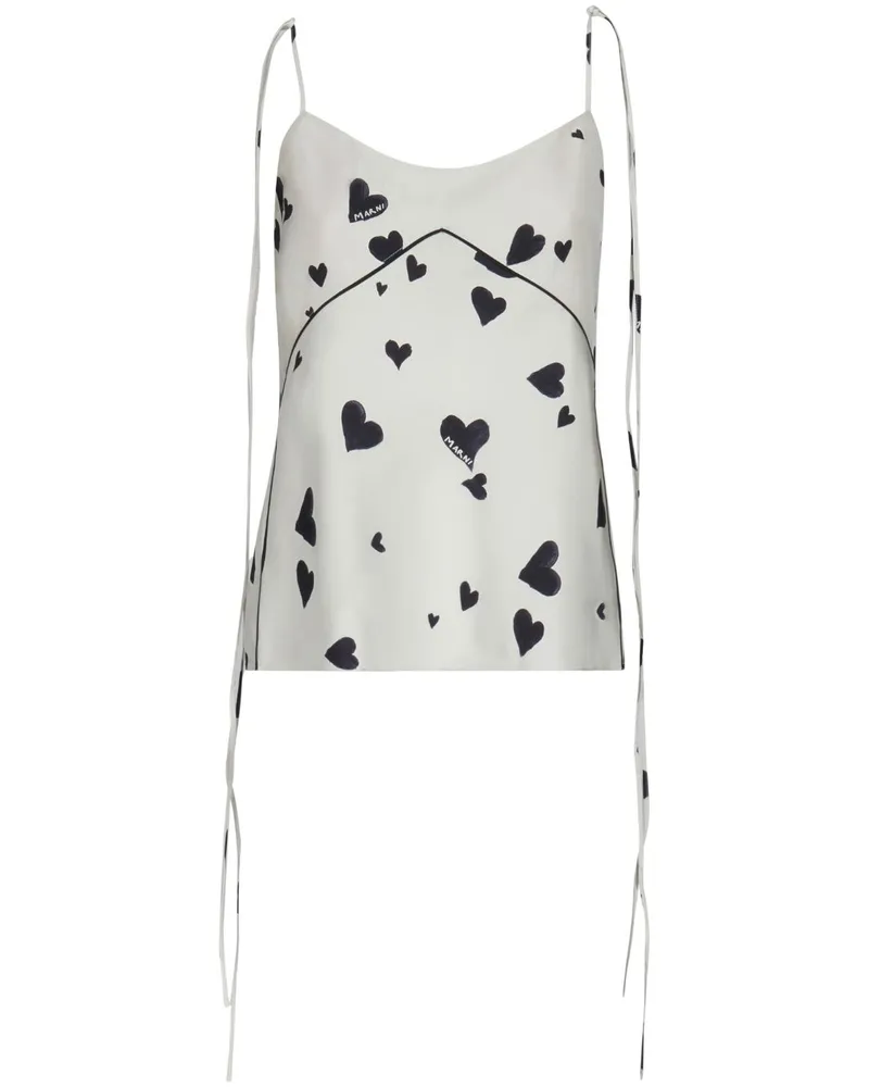 Marni Bunch of Hearts Camisole-Top - Weiß Weiß