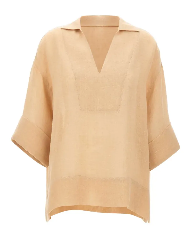 Eleventy V-neck short-sleeved blouse - Nude Nude
