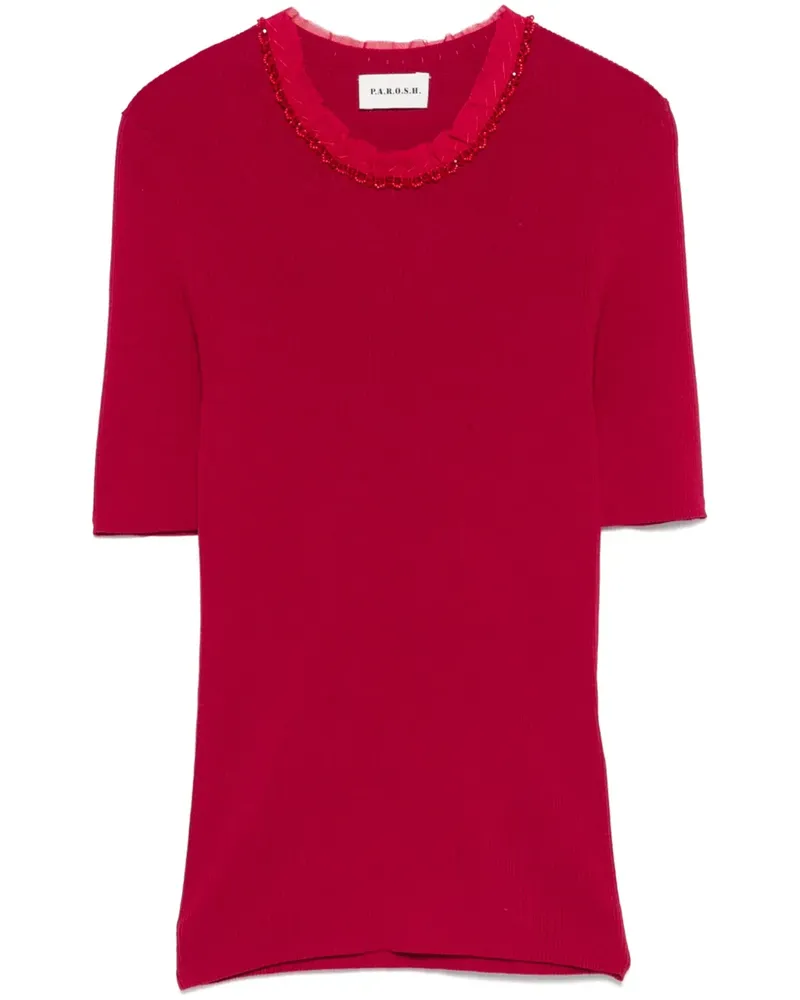 P.A.R.O.S.H. P.A.R.O H. T-Shirt mit Perlen - Rosa Rosa