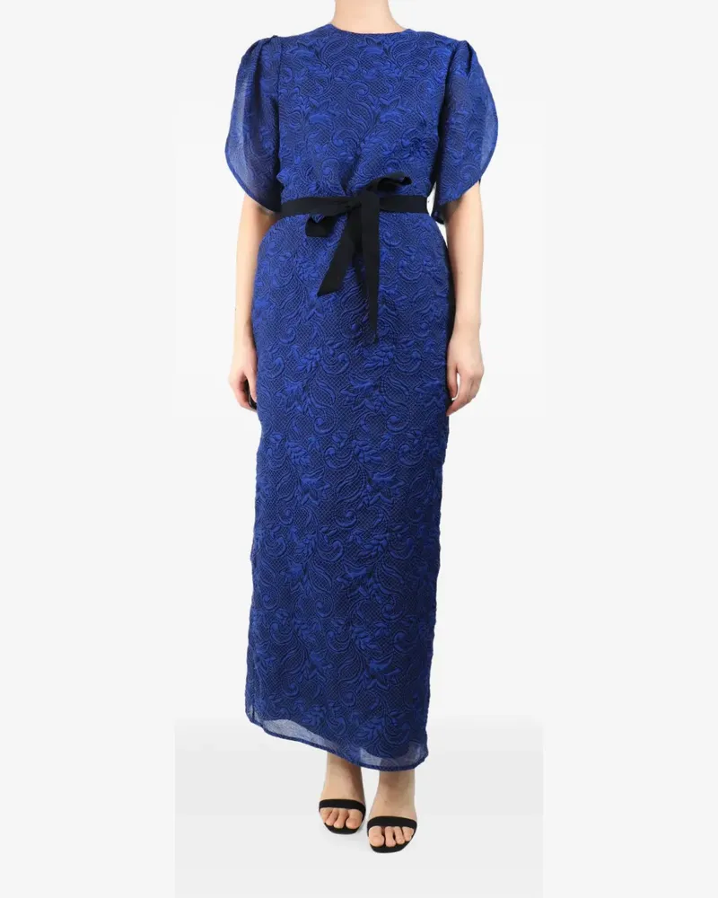 Erdem Cloque Kleid mit Gürtel - Blau Blau