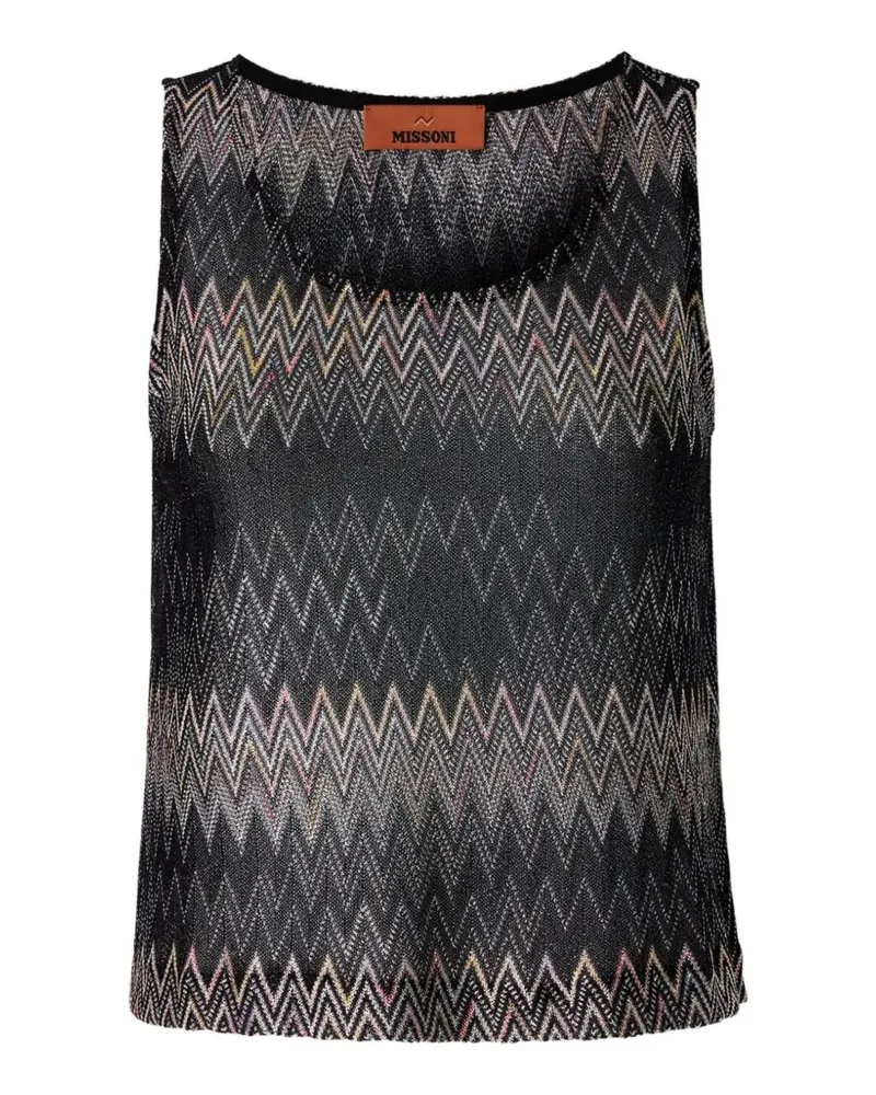 Missoni Ärmelloses Chevron Oberteil aus Viskose-Lamé - Schwarz Schwarz
