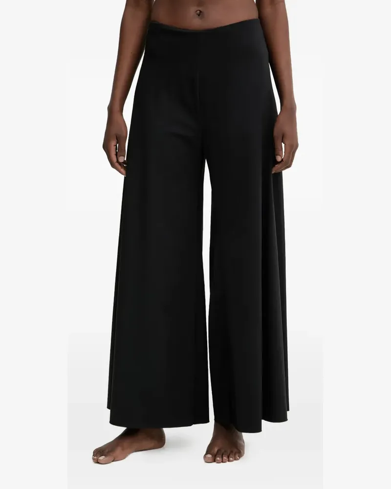 Guess Gaia logo-patch palazzo pants - Schwarz Schwarz
