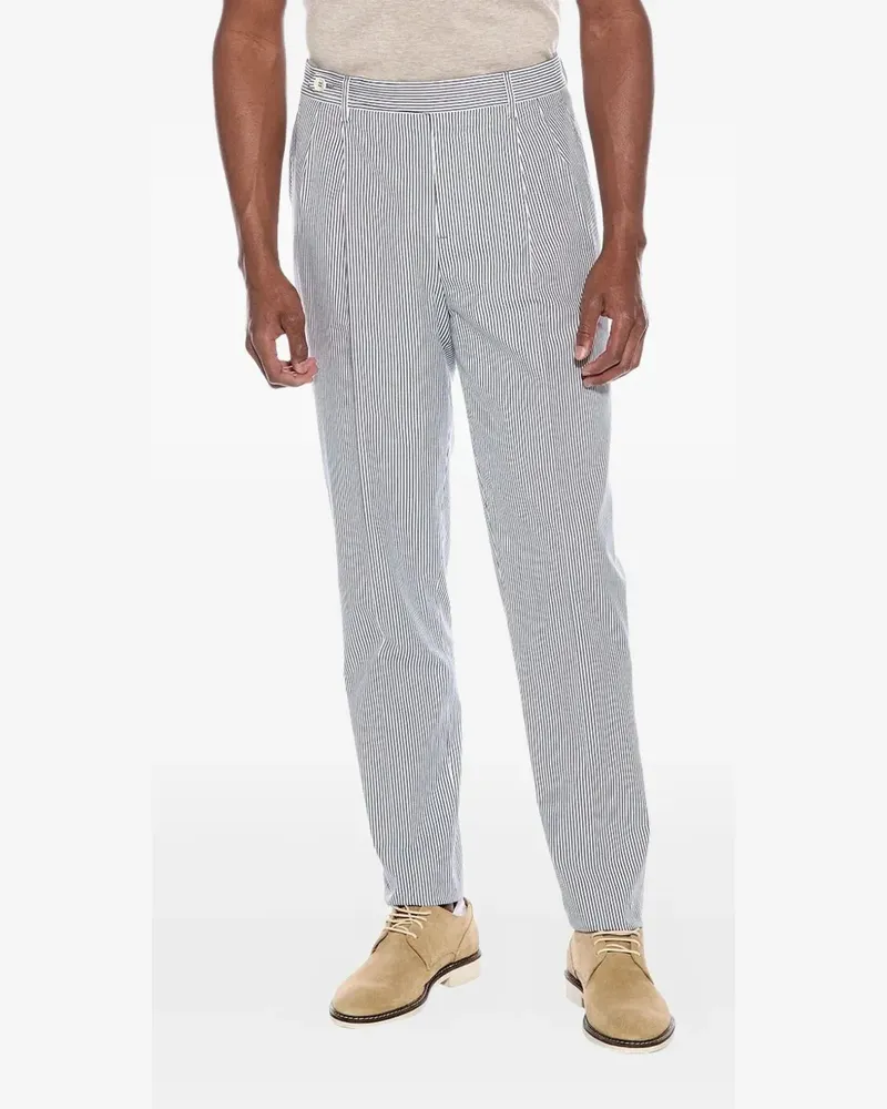 Brunello Cucinelli Gestreifte Hose mit Falten - Weiß Weiß