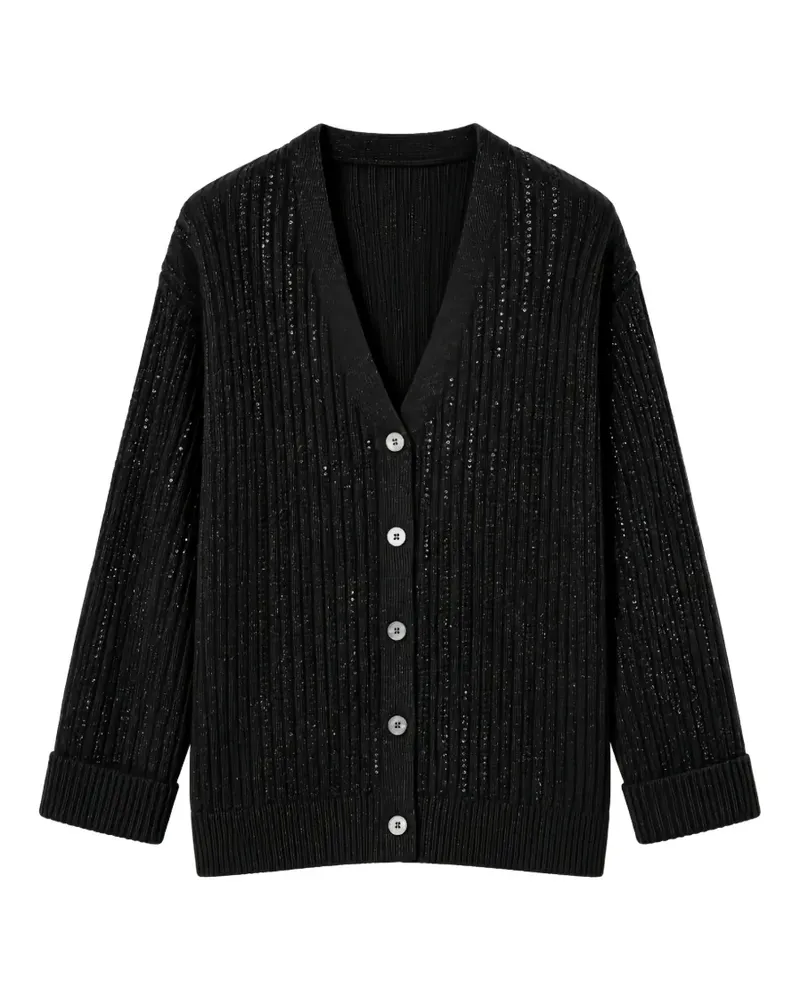Twin-Set wool blend cardigan with rhinestones - Schwarz Schwarz