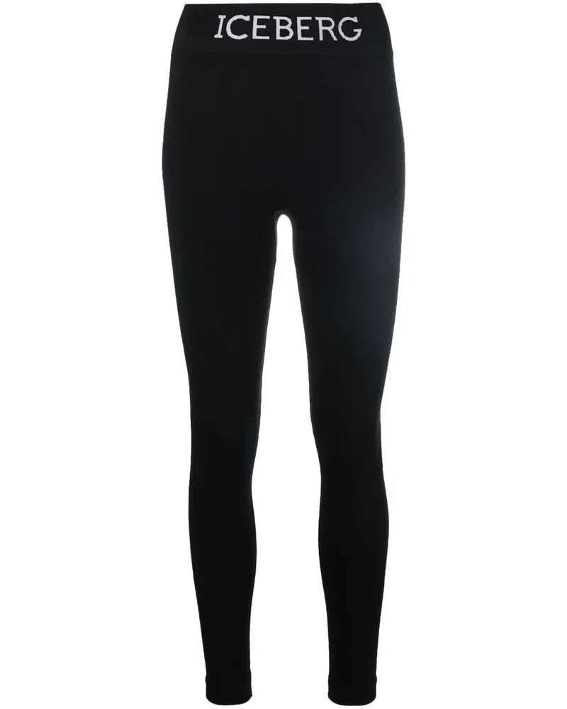 Iceberg Leggings mit Logo-Print - Schwarz Schwarz