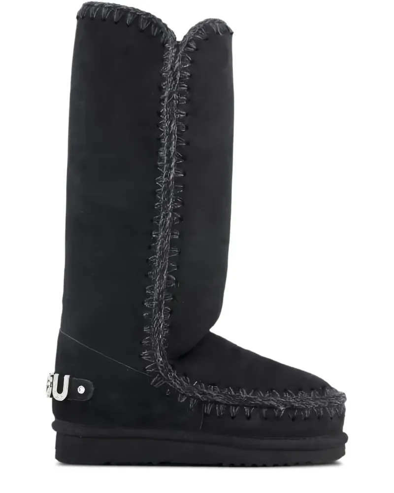 Mou Stiefel mit Ziernähten - Schwarz Schwarz