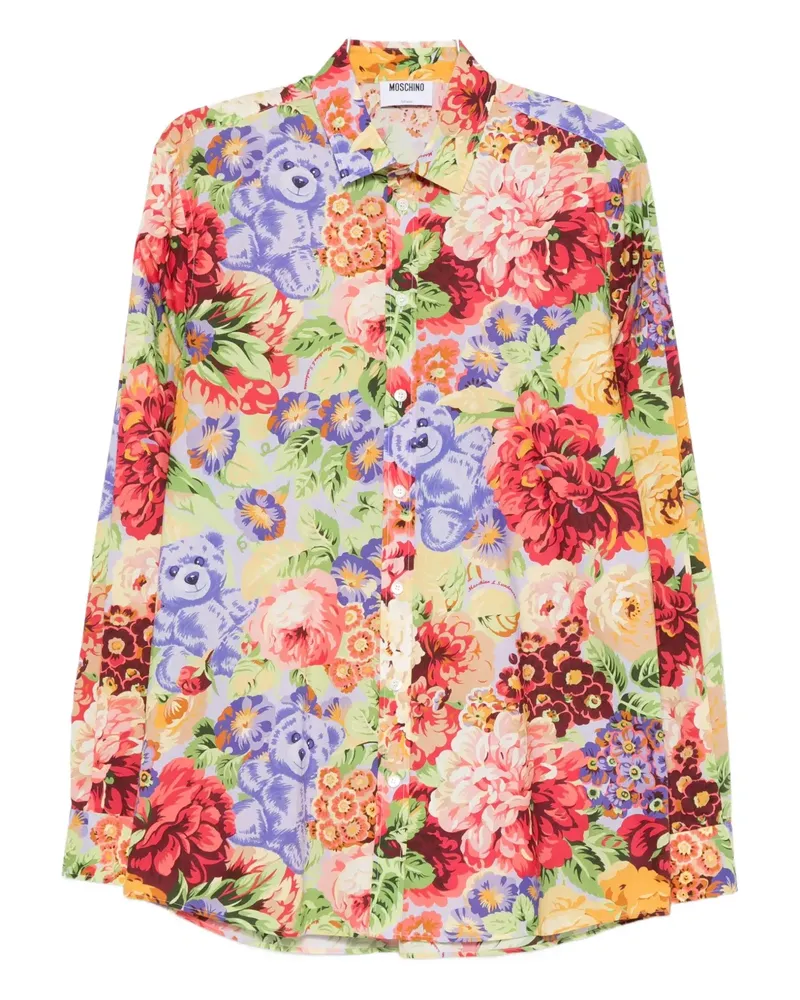Moschino Hemd mit Blumen-Teddy-Print - Blau Blau