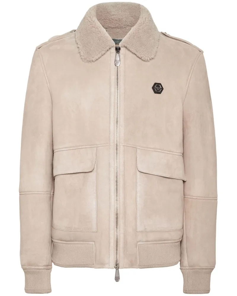Philipp Plein Jacke mit Logo-Patch - Nude Nude