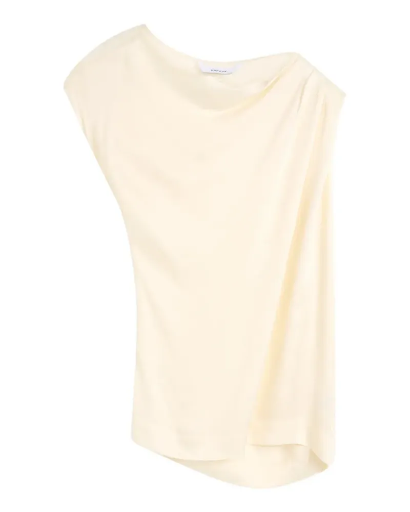 BONDI BORN Ardea hammered-satin draped blouse - Nude Nude