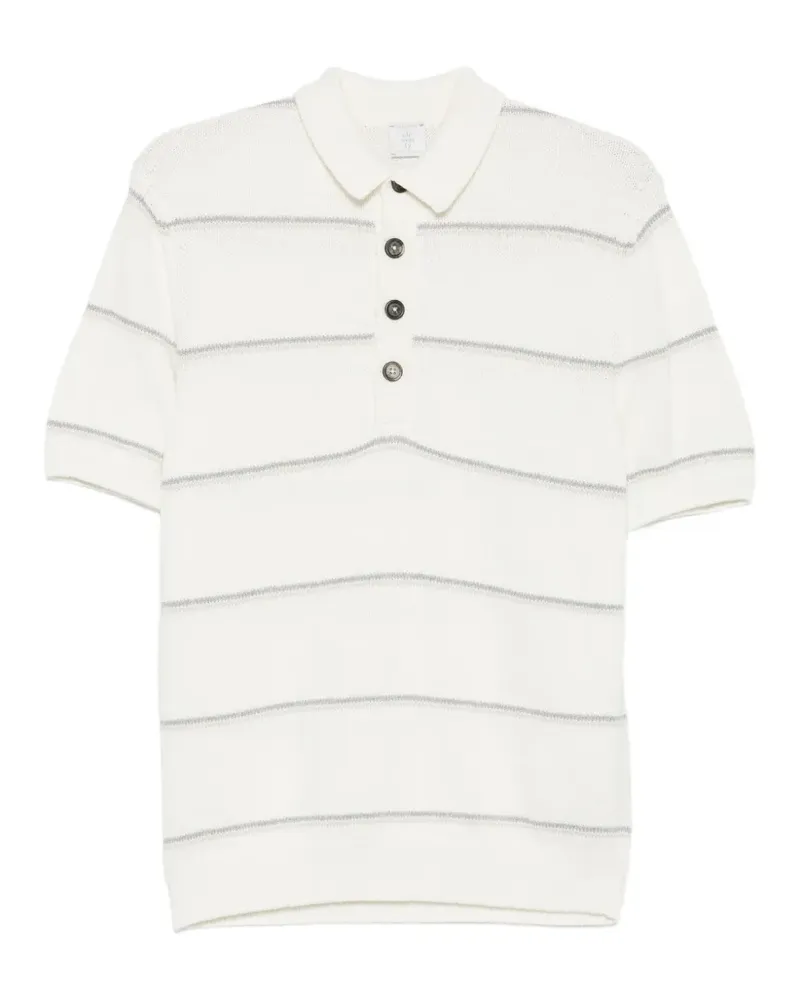 Eleventy Gestreiftes Poloshirt - Weiß Weiß