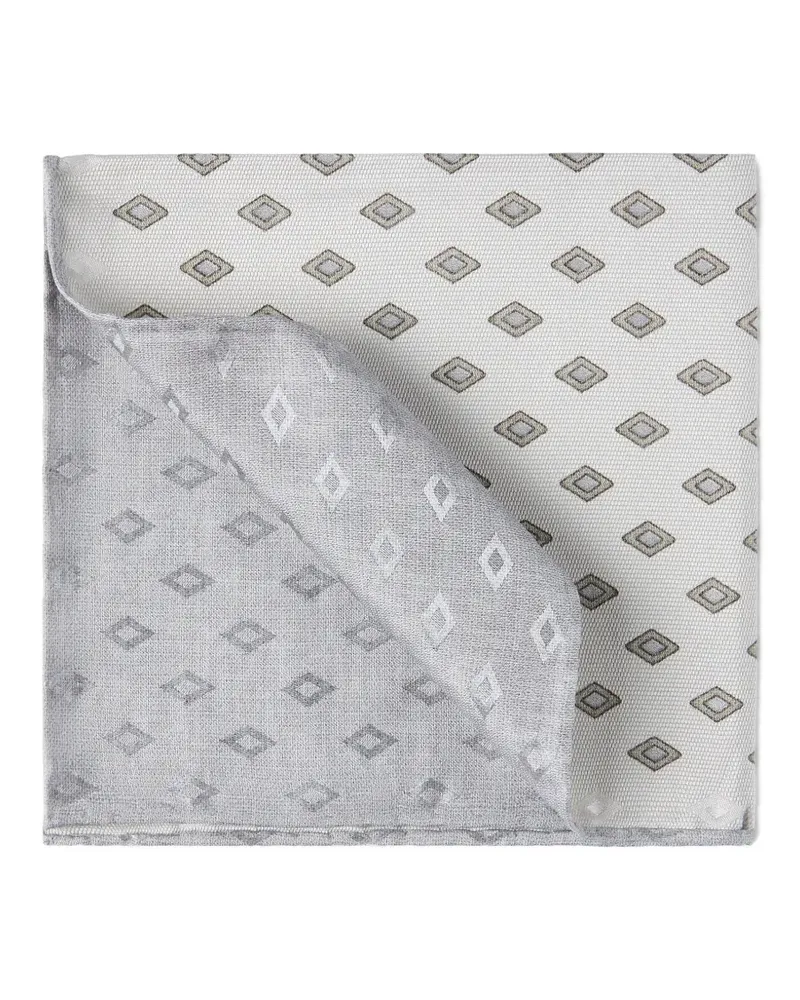 Brunello Cucinelli Einstecktuch aus Seide mit Rautenmuster - Grau Grau