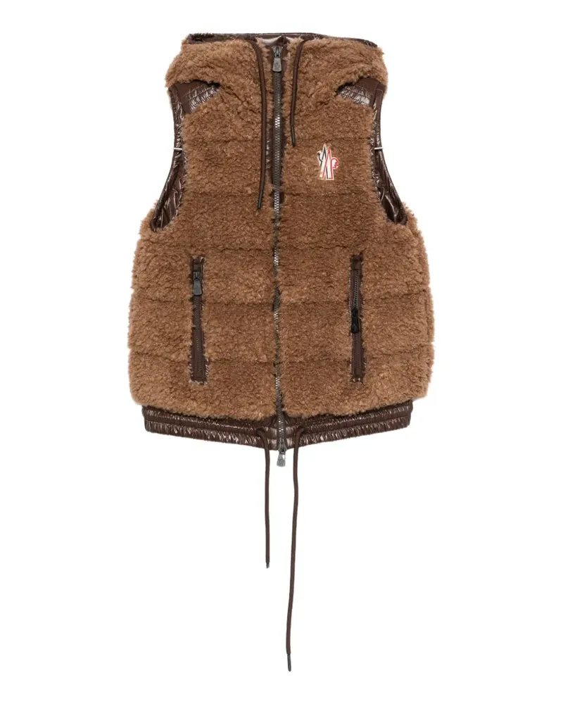 Moncler fleece-texture hooded gilet - Braun Braun