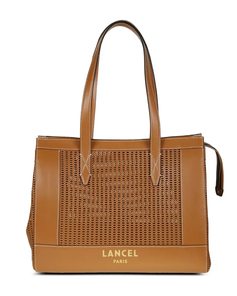 Lancel Jour De  perforated leather tote bag - Nude Nude