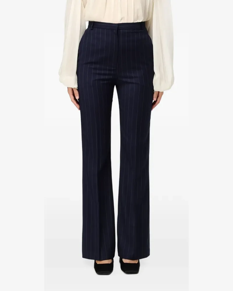 Hanita pinstripe-pattern flared trousers - Blau Blau