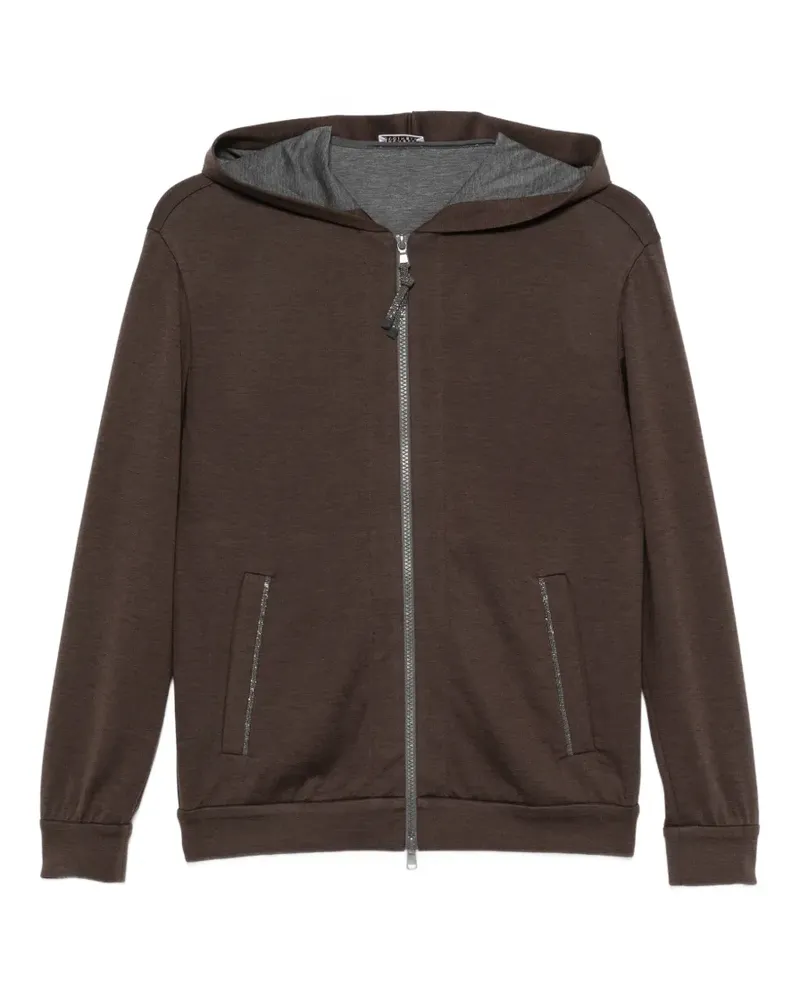 Brunello Cucinelli zip-fastening long-sleeve hoodie - Braun Braun
