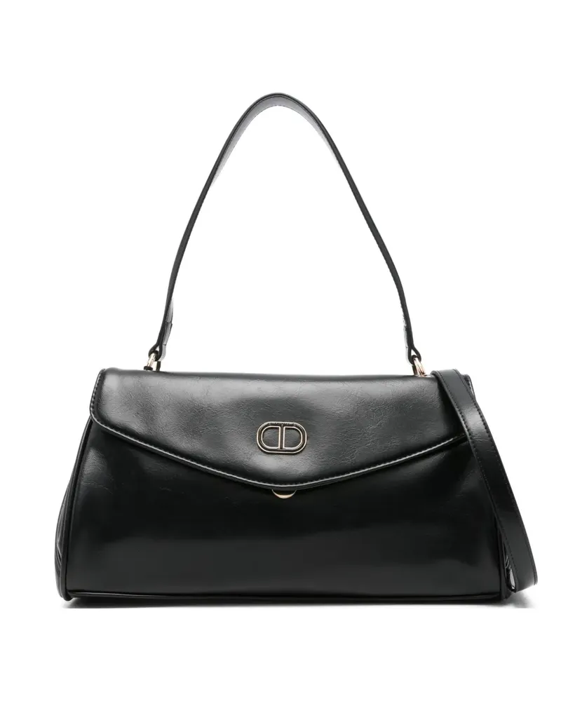 Twin-Set Shopper mit Logo-Schild - Schwarz Schwarz