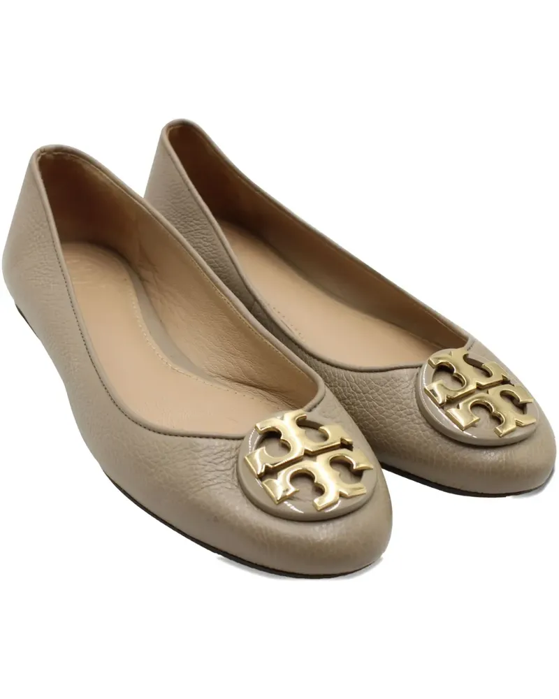 Tory Burch Reva logo-detail round-toe ballet flats - Grau Grau