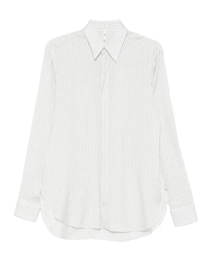 Petar Petrov striped curved-hem shirt - Weiß Weiß