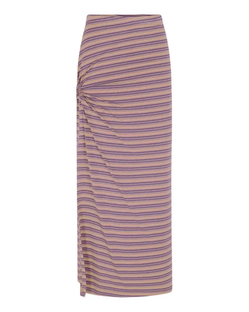 Paco Rabanne piercing-detail striped maxi skirt - Violett Violett