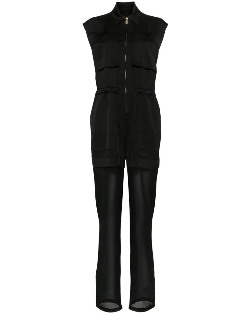 Pinko Semi-transparenter Jumpsuit - Schwarz Schwarz