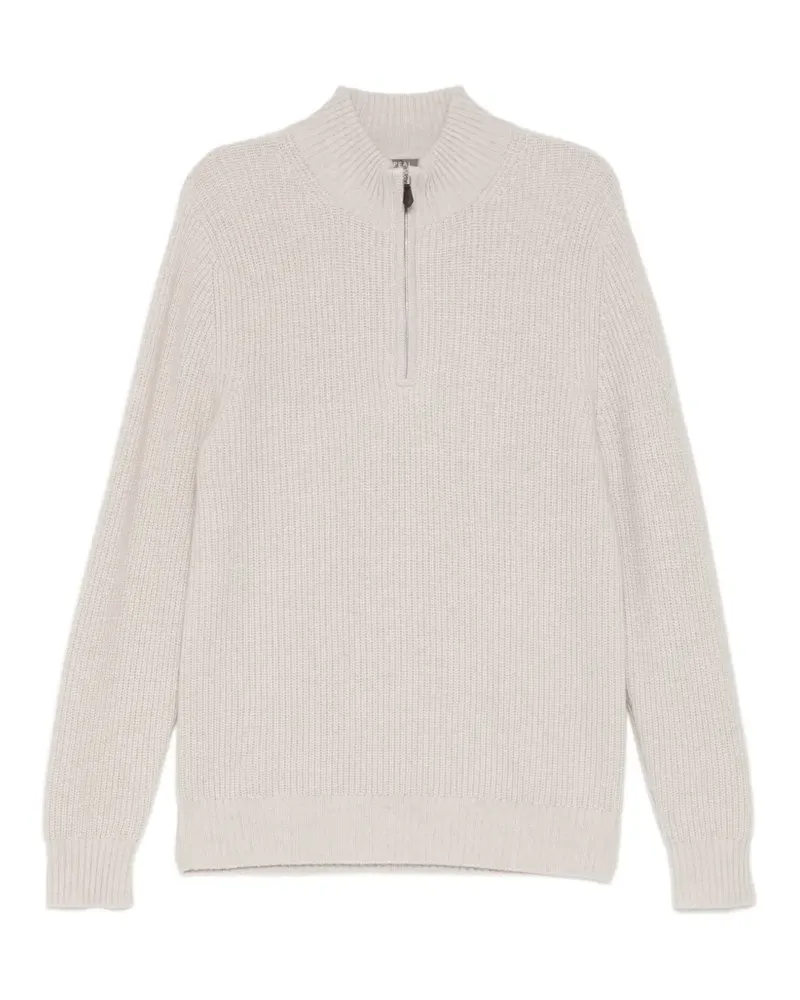 N.Peal Gerippter Pullover mit Reißverschluss - Nude Nude